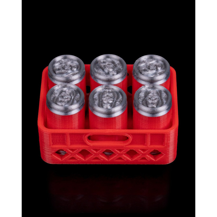 Magnet Canettes Bière Miniatures – Pack 6 Canettes & Casier Rouge