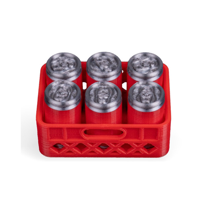 Magnet Canettes Bière Miniatures – Pack 6 Canettes & Casier Rouge
