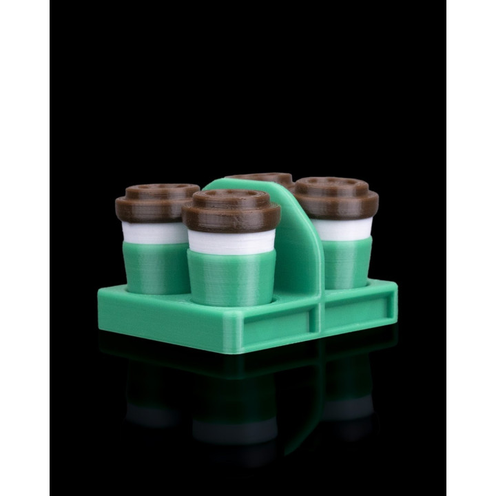 Magnet Mini Café À Emporter – Plateau 3 Ou 4 Tasses Pour Frigo