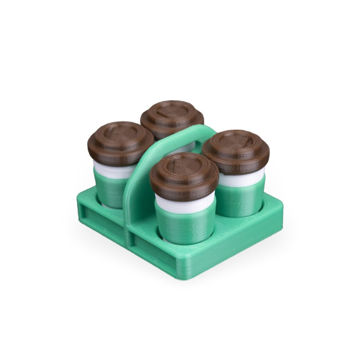 Magnet Mini Café À Emporter – Plateau 3 Ou 4 Tasses Pour Frigo