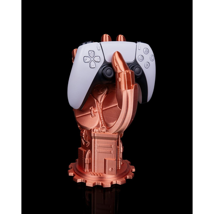 Gearbox Grab – Support Manette Main Mécanique Steampunk Cuivre