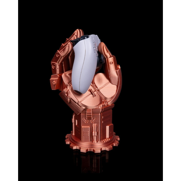 Gearbox Grab – Support Manette Main Mécanique Steampunk Cuivre