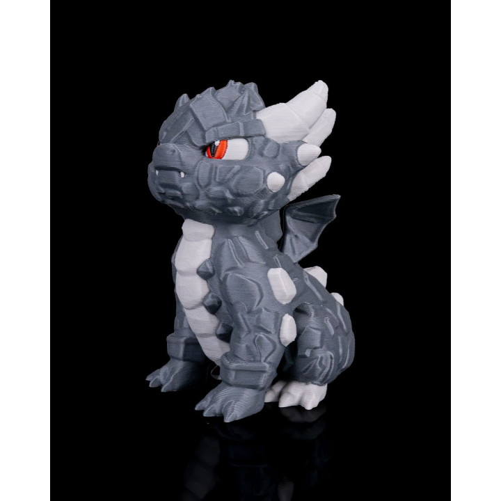 Rocky – Figurine Dragon De Pierre Chibi, Regard De Braise