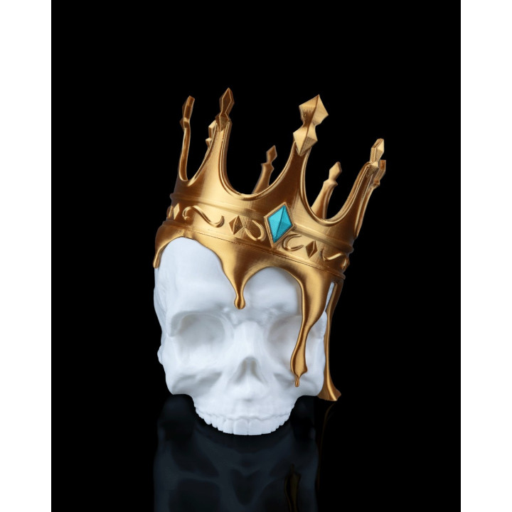 Fallen King – Crâne Couronné Qui Fond, Sculpture Déco Dark Fantasy