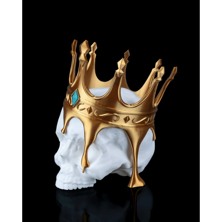 Fallen King – Crâne Couronné Qui Fond, Sculpture Déco Dark Fantasy