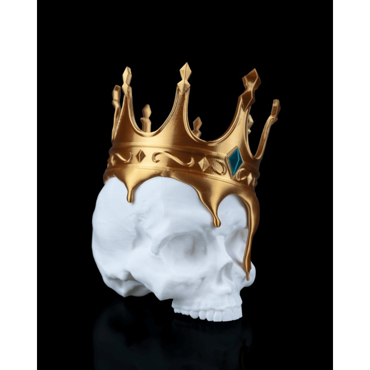 Fallen King – Crâne Couronné Qui Fond, Sculpture Déco Dark Fantasy