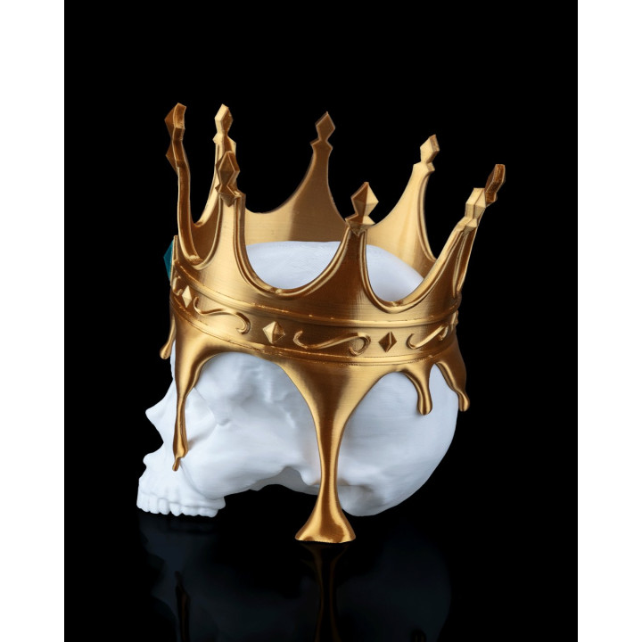 Fallen King – Crâne Couronné Qui Fond, Sculpture Déco Dark Fantasy