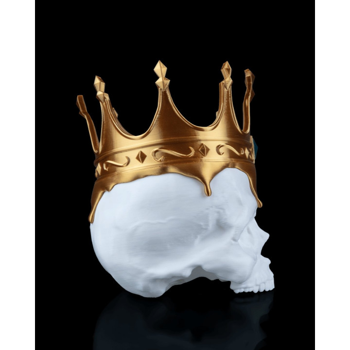Fallen King – Crâne Couronné Qui Fond, Sculpture Déco Dark Fantasy