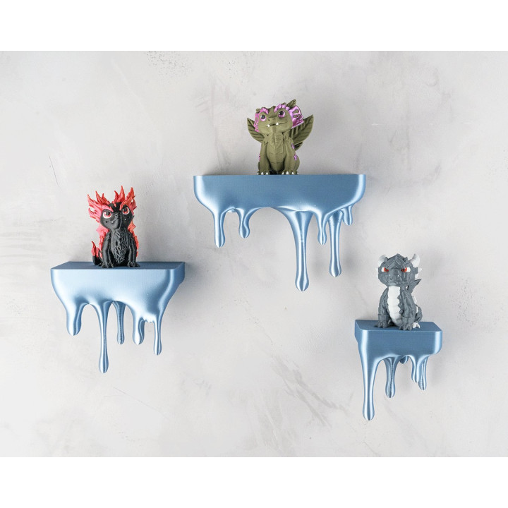 Étagère Murale "Barely Holding" – Effet Peinture Qui Coule – Set De 3