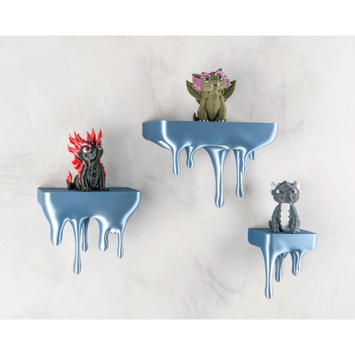 Étagère Murale "Barely Holding" – Effet Peinture Qui Coule – Set De 3