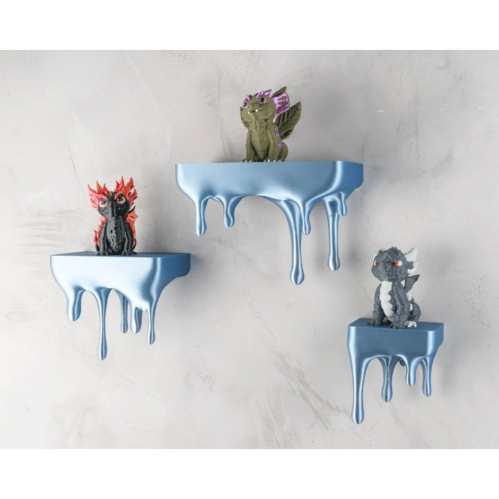 Étagère Murale "Barely Holding" – Effet Peinture Qui Coule – Set De 3