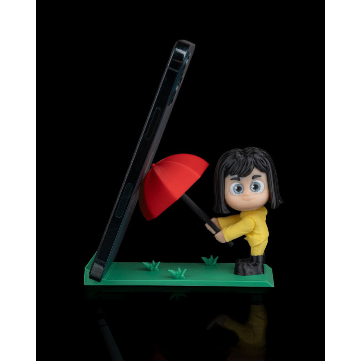 Support Téléphone "Caught In The Rain" – Figurine Fille Au Parapluie