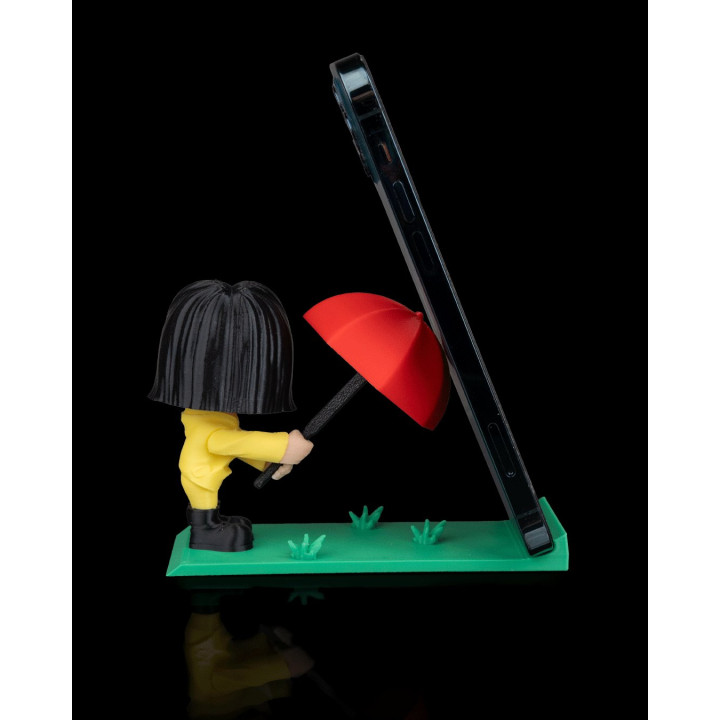 Support Téléphone "Caught In The Rain" – Figurine Fille Au Parapluie