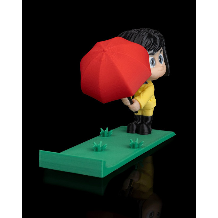 Support Téléphone "Caught In The Rain" – Figurine Fille Au Parapluie