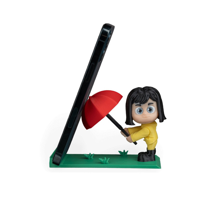 Support Téléphone "Caught In The Rain" – Figurine Fille Au Parapluie