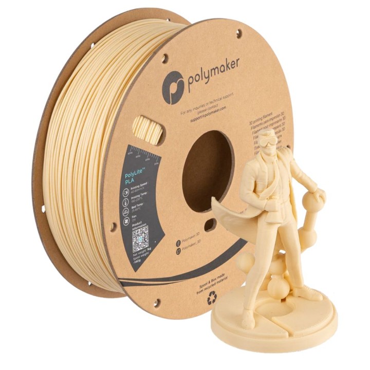 Polymaker - PolyLite PLA - Crème (Cream) - 1,75 mm - 1 kg | Espace Mak