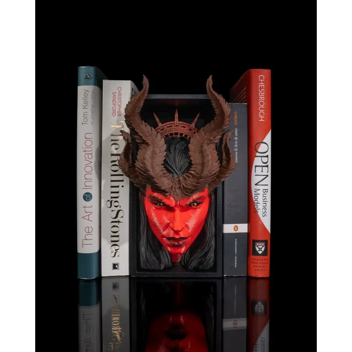 Serre-Livres Démon – Visage Fantastique Avec Cornes & Ailes