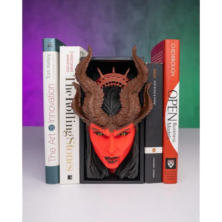 Serre-Livres Démon – Visage Fantastique Avec Cornes & Ailes