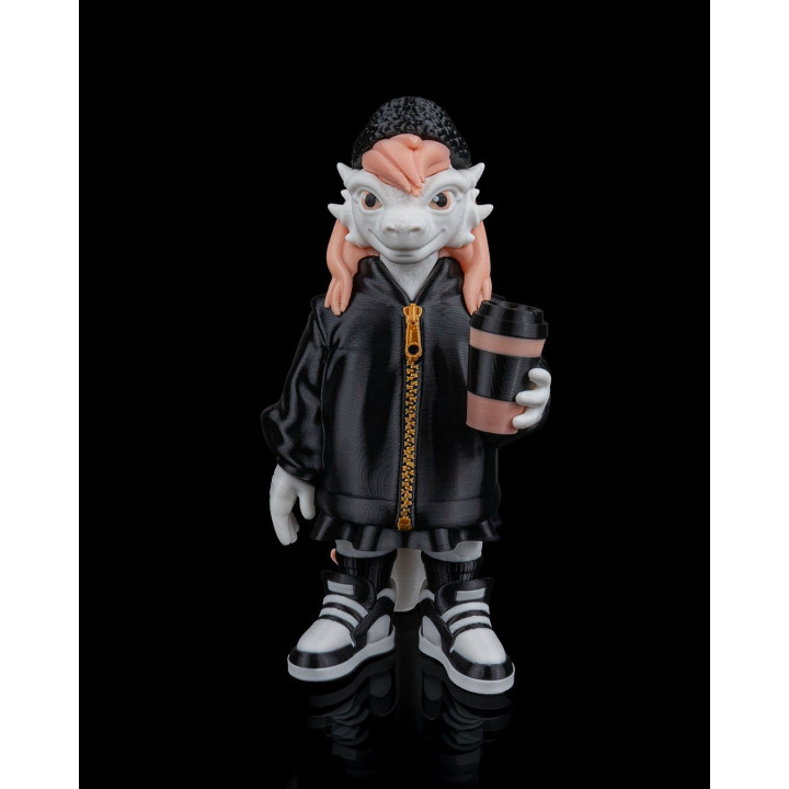 Lucy "Lhukyveth" – Figurine Créature Geek Avec Café