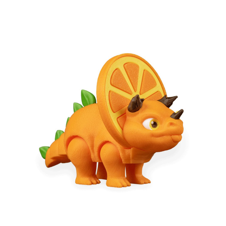 Orange Sliceratops – Figurine Dinosaure Fruité