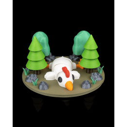 Poule Affalée – Figurine Humoristique Multicolore Avec Décor Forêt