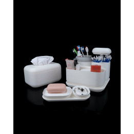 Kit Organisateur Salle De Bain Minimaliste – Plateau, Boîtes & Porte-Savon
