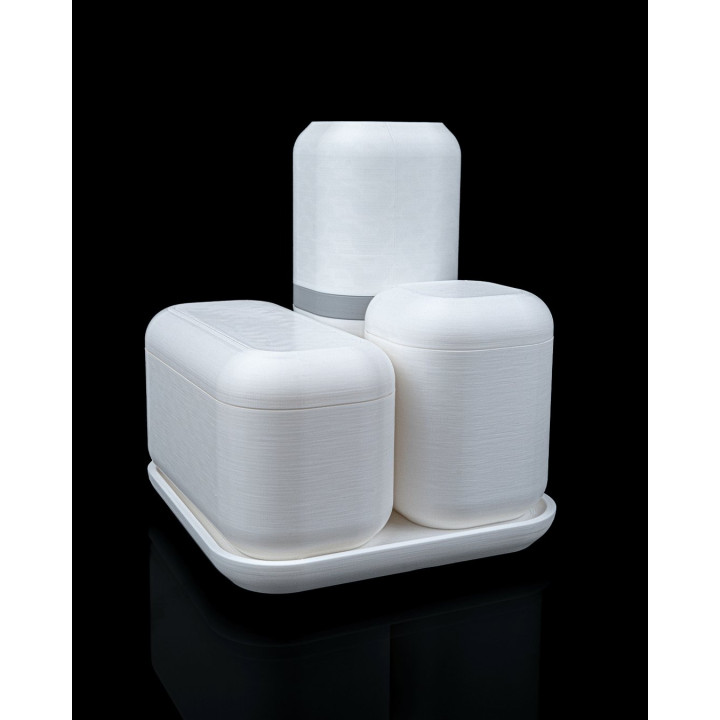 Kit Organisateur Salle De Bain Minimaliste – Plateau, Boîtes & Porte-Savon