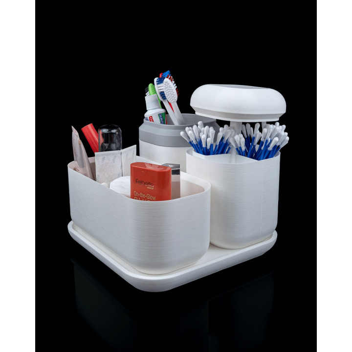Kit Organisateur Salle De Bain Minimaliste – Plateau, Boîtes & Porte-Savon