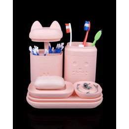 Clean Kitty Kit – Set D'Accessoires De Salle De Bain Motif Chat