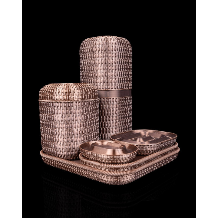 Rattan Retreat Kit – Set D'Accessoires Tressés Style Rotin Pour Salle De Bain & Bureau