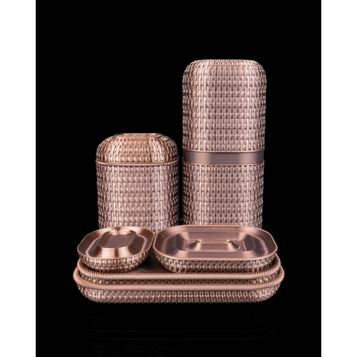 Rattan Retreat Kit – Set D'Accessoires Tressés Style Rotin Pour Salle De Bain & Bureau