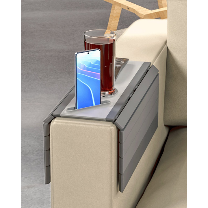 Plateau Accoudoir Canapé – Porte-Verre, Téléphone & Télécommande