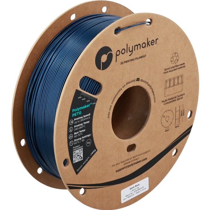 Polymaker - PETG - Bleu Foncé (Dark Blue) - 1.75 mm - 1 kg | Espace Ma