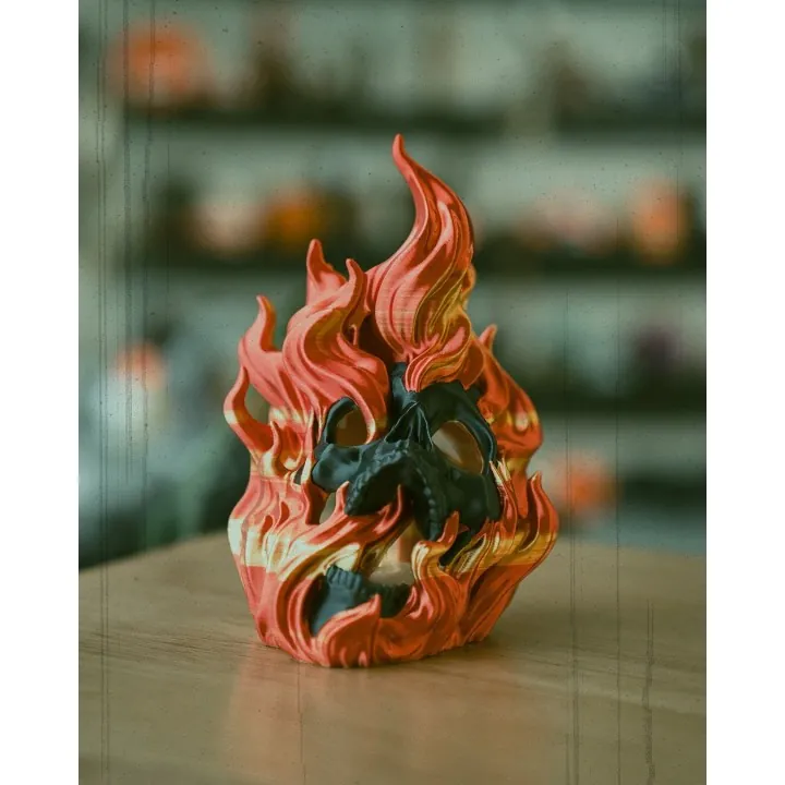 Crâne en Flammes – Déco Dark Made in Occitanie