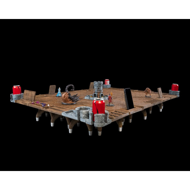 Table De Taverne Rpg – Plateau De Jeu Avec Tour À Dés Centrale & Porte-Gobelets