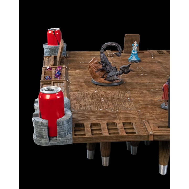 Table De Taverne Rpg – Plateau De Jeu Avec Tour À Dés Centrale & Porte-Gobelets