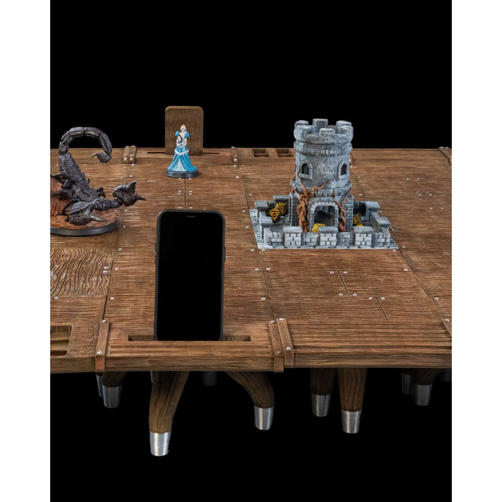 Table De Taverne Rpg – Plateau De Jeu Avec Tour À Dés Centrale & Porte-Gobelets