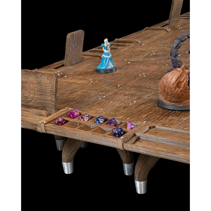 Table De Taverne Rpg – Plateau De Jeu Avec Tour À Dés Centrale & Porte-Gobelets