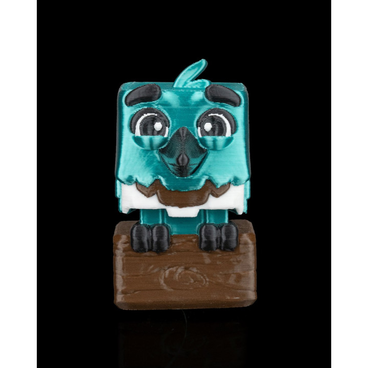 Humming Qbird – Figurine Oiseau Cubique Turquoise Sur Bûche