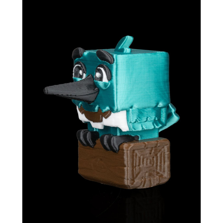 Humming Qbird – Figurine Oiseau Cubique Turquoise Sur Bûche