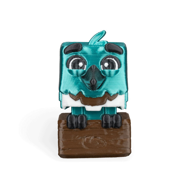Humming Qbird – Figurine Oiseau Cubique Turquoise Sur Bûche