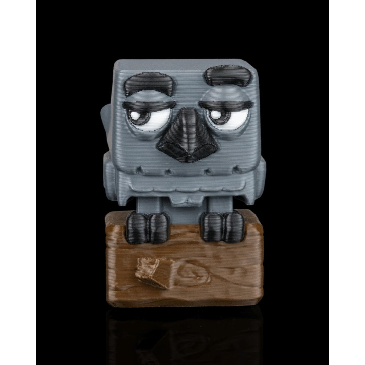 Clickrow – Figurine Oiseau Cubique Grognon Sur Son Perchoir
