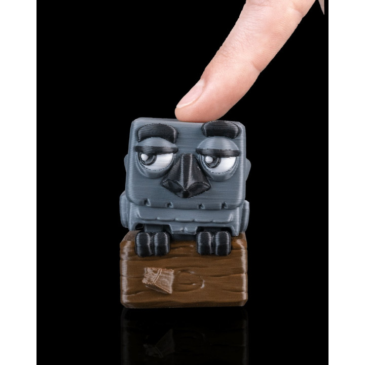 Clickrow – Figurine Oiseau Cubique Grognon Sur Son Perchoir
