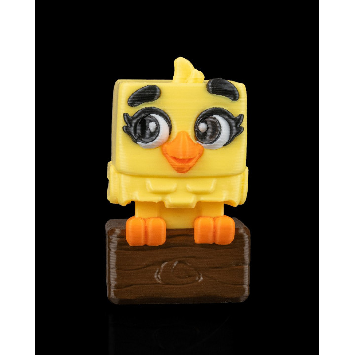 Clickanary – Figurine Oiseau Cube Expressif Sur Son Perchoir