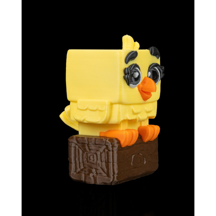 Clickanary – Figurine Oiseau Cube Expressif Sur Son Perchoir