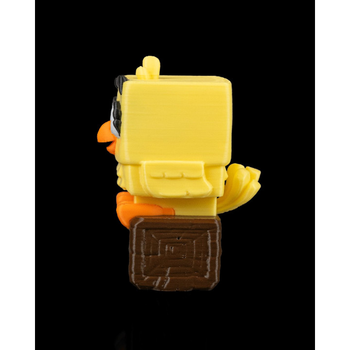 Clickanary – Figurine Oiseau Cube Expressif Sur Son Perchoir