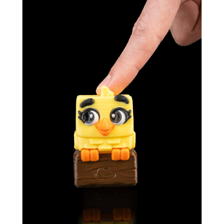 Clickanary – Figurine Oiseau Cube Expressif Sur Son Perchoir
