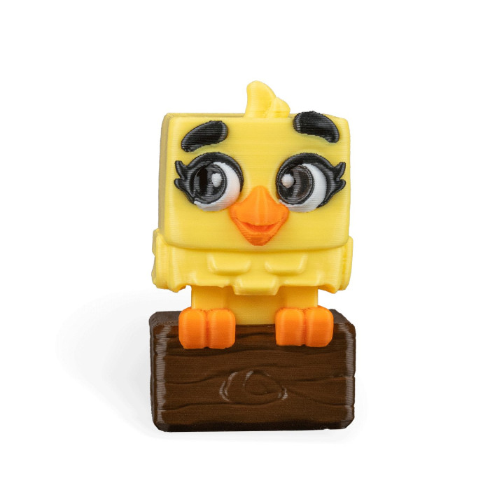 Clickanary – Figurine Oiseau Cube Expressif Sur Son Perchoir