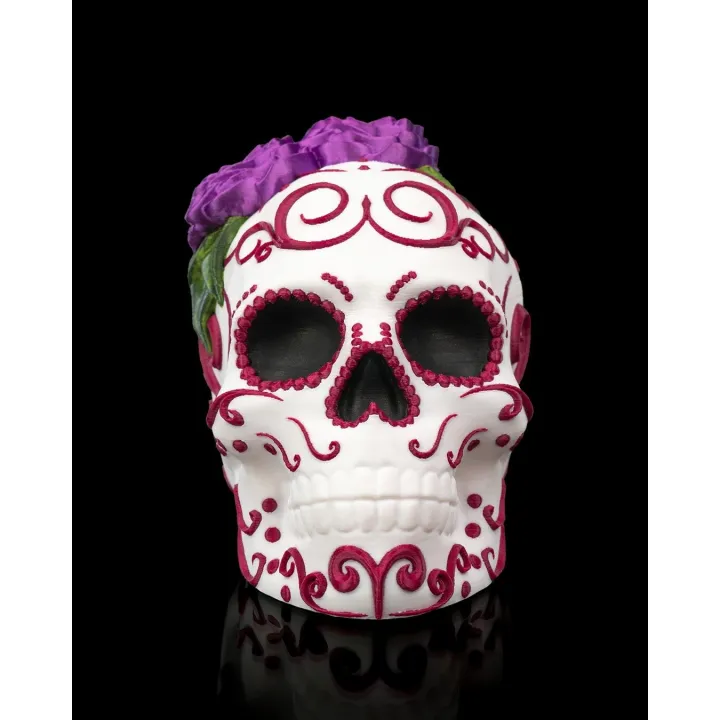 Carmen – Crâne Sugar Skull Fleuri Façon Día De Los Muertos
