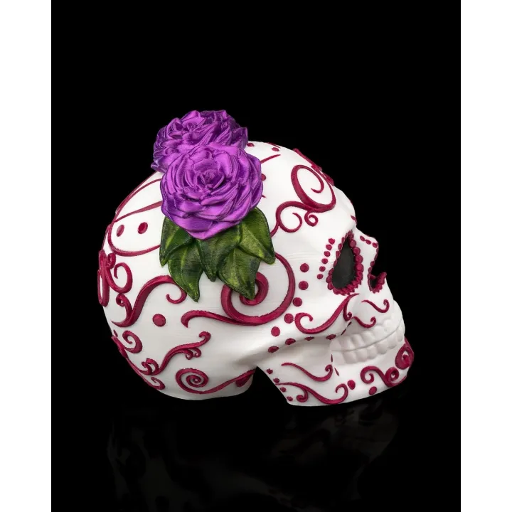 Carmen – Crâne Sugar Skull Fleuri Façon Día De Los Muertos